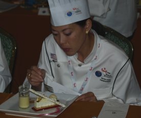 en ming hsu judging at the world pastry achampionships